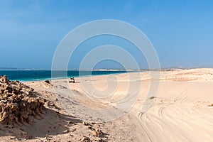 Jeeptour in the dunes of Morro dÂ´Areia, Boavista, Kapverden with