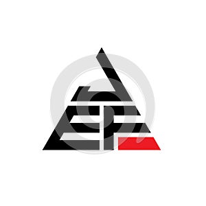 JEF triangle letter logo design with triangle shape. JEF triangle logo design monogram. JEF triangle vector logo template with red