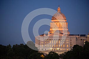 Jefferson City Missouri Capital Building Downtown Sunset Architecture