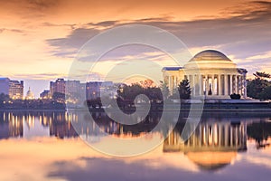 The Jefferson Memorial during the Cherry Blossom Festival in DC