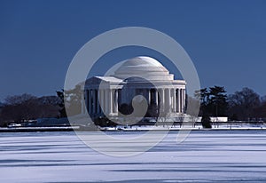 Jefferson Monument with frozen Tidal Basin 2003