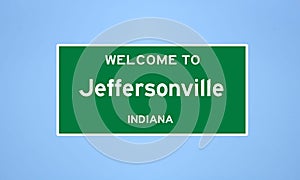 Jeffersonville, Indiana city limit sign. Town sign from the USA