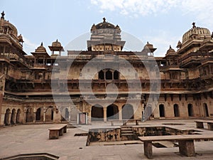 The Jehangir Mahal, Orchha Fort, Religia Hinduism, ancient architecture, Orchha, Madhya Pradesh, India photo