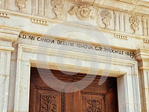 Jehova name on the church San Michele in Montelapiano in Abruzzo