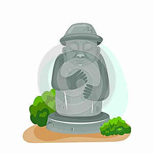 Jeju dol hareubang vector icon illustration. Stone grandfather. Cartoon