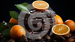 Jeju mandarin orange chocolate Chocolate filled. Generative AI.