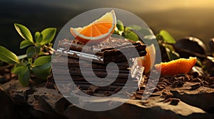 Jeju mandarin orange chocolate Chocolate filled. Generative AI.