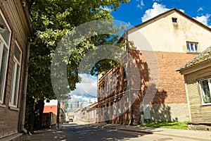 Jekabpils old town street in Latvia.