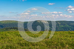 Jeleni hrbet, Bridlicna and Pecny hills from Mravanecnik hill summit in Jeseniky mountains in Czech republic