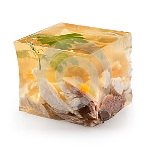 Jellied meat. Piece on white background