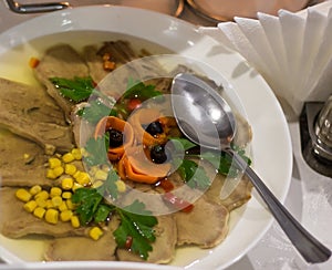 Jellied meat with vegetables