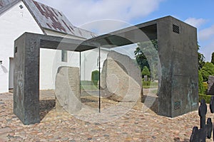 Jelling Rune Stones in Glass Case, Denmark