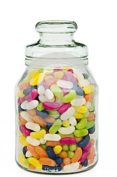 Jelly beans in a candy glass jar