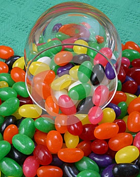 Jelly beans and glass jar