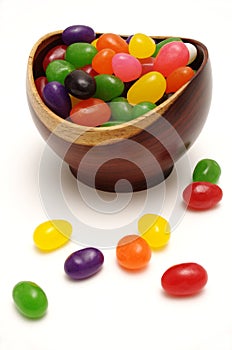 Jelly beans in rosewood bowl photo