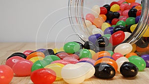 Jelly Beans Spilling Out of a Glass Jar