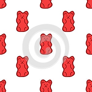 Jelly bear seamless doodle pattern