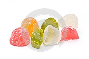 Jelly candies piled and halved