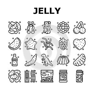 jelly candy gummy bear fruit gum icons set vector