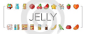 jelly candy gummy bear fruit gum icons set vector