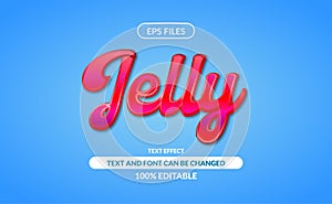 Jelly editable text effect. eps vector file. 3d red jam glossy fluid cherry sauce effect