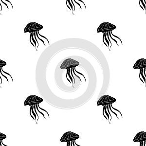 Jelly fish icon in black style isolated on white background. Sea animals symbol stock vector illustration.