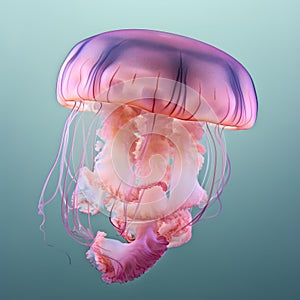 jelly fish with the water blue and green back ground as the background
