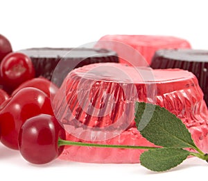 Jelly fruit with a cherry