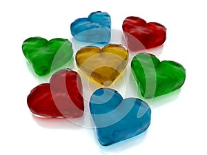 Jelly glass colurful hearts