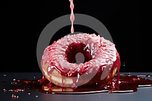 jelly oozing out from a punctured donut