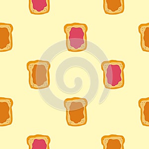 Jelly and peanut butter toast vector illustration in cute doodle style with antropomorphic faces