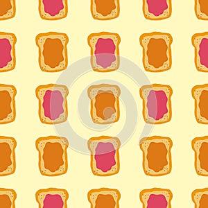 Jelly and peanut butter toast vector illustration in cute doodle style with antropomorphic faces