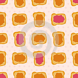 Jelly and peanut butter toast vector illustration in cute doodle style with antropomorphic faces