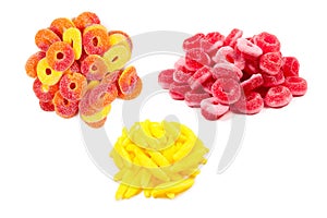 Jelly rings isolated on white background. Orange rings