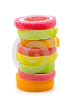 Jelly sweet, flavor fruit, candy dessert colorful on white background.