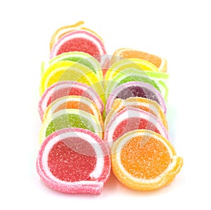 Jelly sweet, flavor fruit, candy dessert colorful on white background.