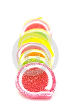 Jelly sweet, flavor fruit, candy dessert colorful on white background.