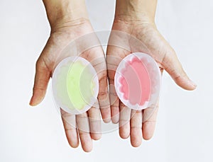 Jelly on woman hand.