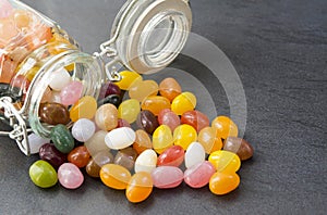 Jellybean sweets in a mason jar