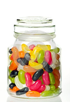 Jellybeans in a glass jar photo