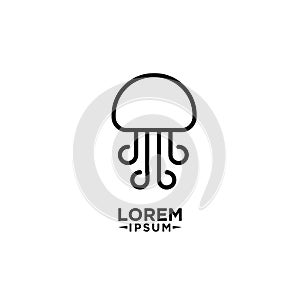 Jellyfish black line outline logo icon designs vector