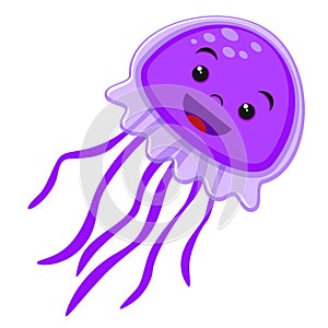 Jellyfish character smiling on a white. Jelly fish cartoon