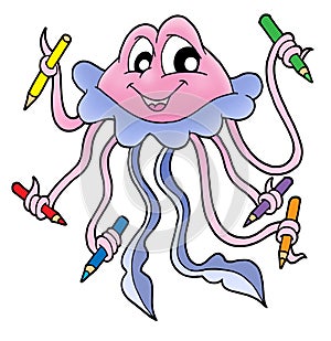 Jellyfish with crayons