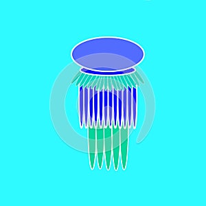 Jellyfish on the cyan background