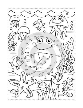 Jellyfish dot-to-dot picture puzzle and coloring page