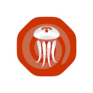 Jellyfish logo. Stop sign shape. photo