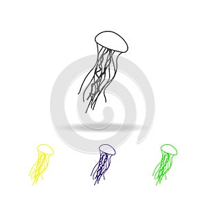 jellyfish multicolored icons. Element of popular sea animals icon. Premium quality graphic design outline icon. Signs and symbols