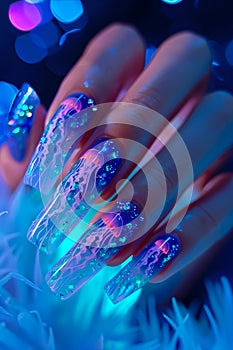 Jellyfish nails - a beautiful nail art design