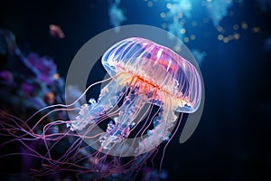 A jellyfish swimming in the ocean, AI