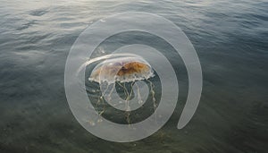 Jellyfish with trailing tentacles in the sea. AI generated